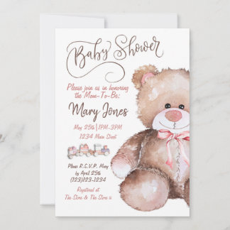 Teddy Bear Baby shower Invitation Kaart