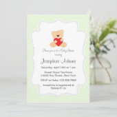 Teddy Bear Baby shower Invitation Mint Green (Debout devant)