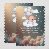 Teddy Bear Baby Shower Invitation – Neutral Boho (Devant / Derrière)