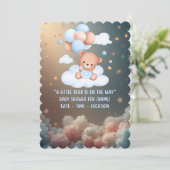 Teddy Bear Baby Shower Invitation – Neutral Boho (Debout devant)