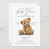 Teddy Bear Baby shower Invitation Neutre genre (Devant / Derrière)