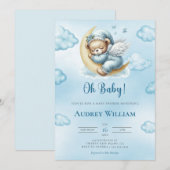 Teddy Bear Baby shower Invitation Oh Baby (Devant / Derrière)