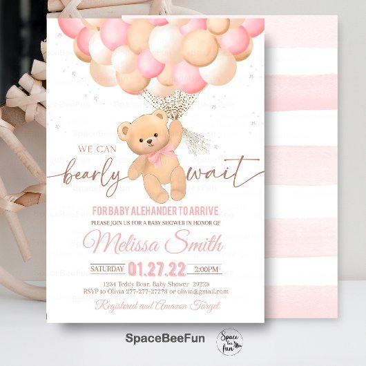 Teddy Bear Baby shower Invitation We Can Barly WA Kaart