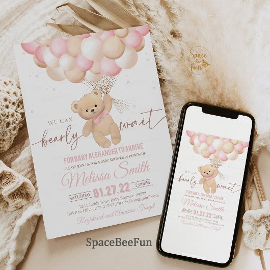 Teddy Bear Baby shower Invitation We Can Barly WA Kaart