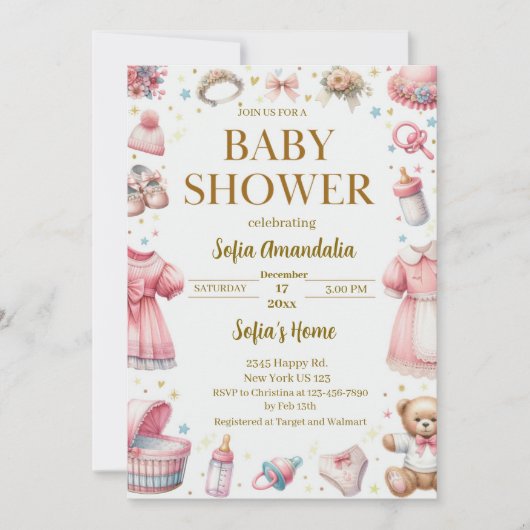 Teddy Bear Baby Shower Invitations (Devant)