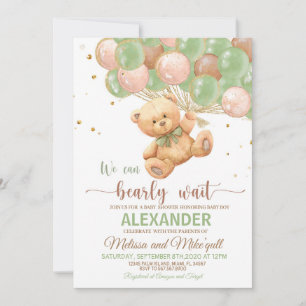 Teddy Bear Baby shower met Balloons Teddy Bear Kaart