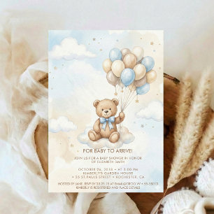 Teddy Bear Baby Shower met bruine salieballonnen Kaart
