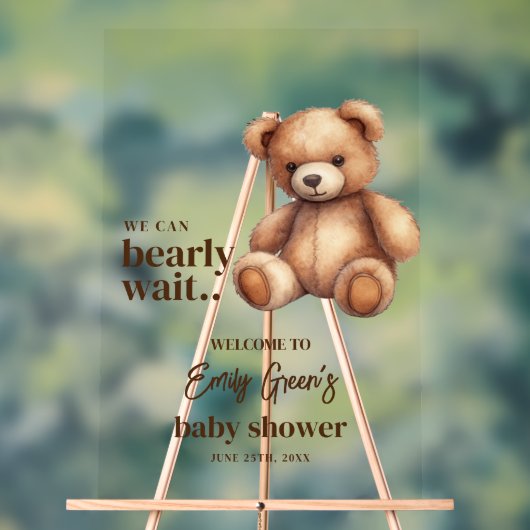 Teddy Bear Baby shower Nous pouvons attendre presq (Neutre)