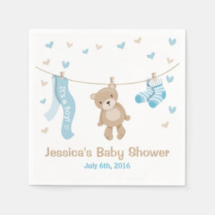 Teddy Bear Baby shower Paper Napkin Boy Blue Servet