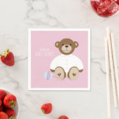 Teddy Bear Baby shower Paper Napkin - Roze Servetten (Insitu)