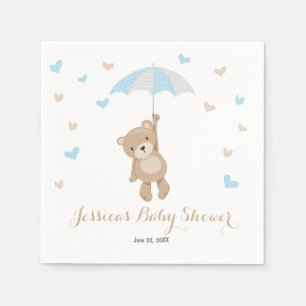 Teddy Bear Baby shower Papier Servet Jongen Blauw 