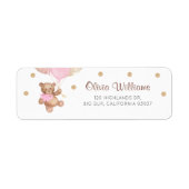 Teddy Bear Baby shower Return Address Etiket (Voorkant)