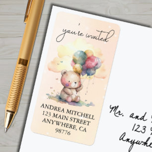 Teddy Bear Baby shower Return Address Etiket