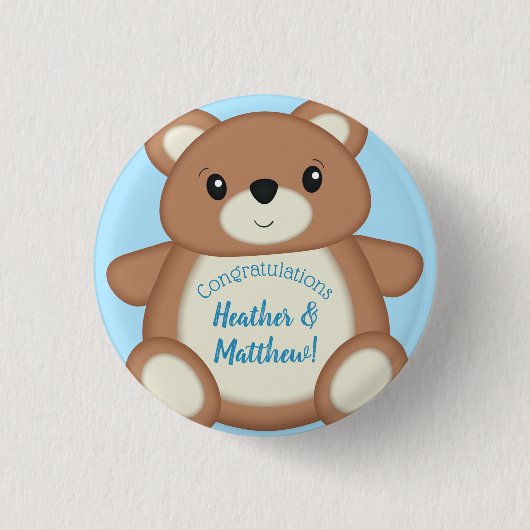 Teddy Bear Baby shower Ronde Button 3,2 Cm (Voorkant)