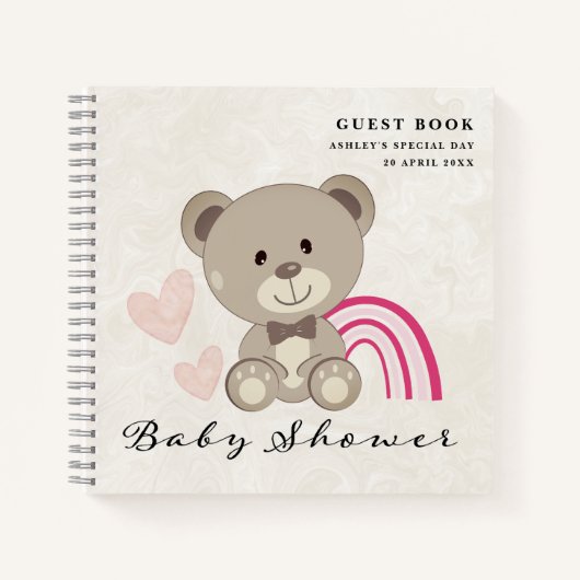 Teddy Bear Baby shower (roze) Guest Book Notitieboek (Voorkant)