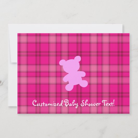 Teddy Bear - Baby shower Roze Uitnodiging (Voorkant)