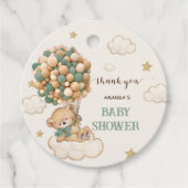 Teddy Bear Baby shower Sage Groen Bruin Dank u Bedankjes Labels (Voorkant)