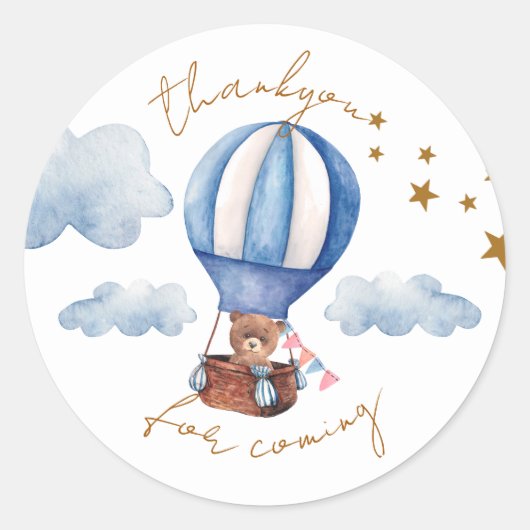 Teddy Bear Baby shower Thankyou Sticker (Voorkant)