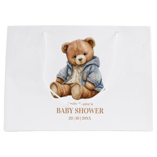 Teddy Bear Baby shower Uitnodiging kan nauwelijks Groot Cadeauzakje (Voorkant)