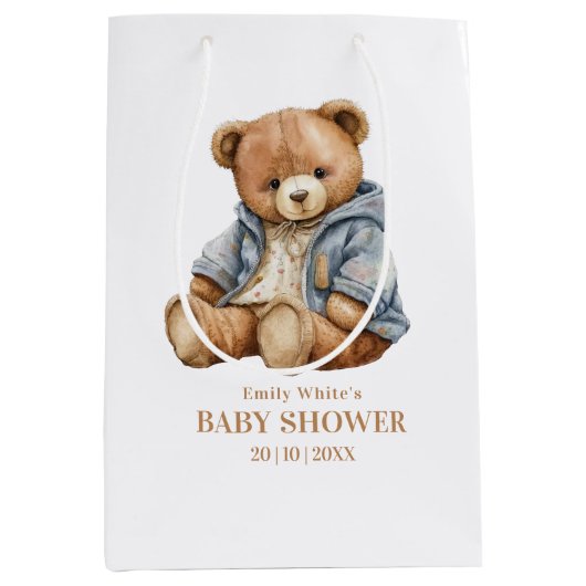 Teddy Bear Baby shower Uitnodiging kan nauwelijks  Medium Cadeauzakje (Voorkant)