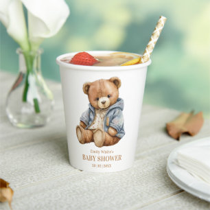 Teddy Bear Baby shower Uitnodiging kan nauwelijks  Papieren Bekers