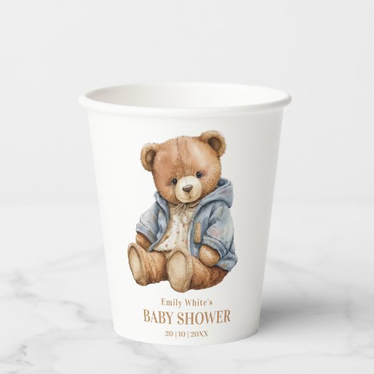 Teddy Bear Baby shower Uitnodiging kan nauwelijks  Papieren Bekers (Voorkant)