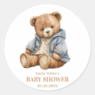 Teddy Bear Baby shower Uitnodiging kan nauwelijks  Ronde Sticker