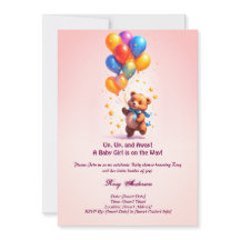 Teddy Bear Baby shower Uitnodiging voor Baby Girl
