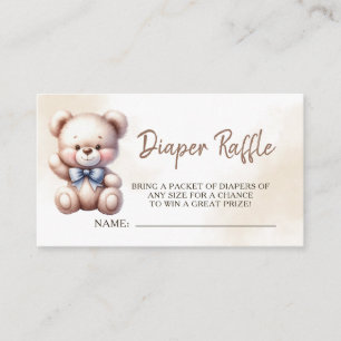 Teddy Bear Baby shower Waterverf Luier Raffle Informatiekaartje