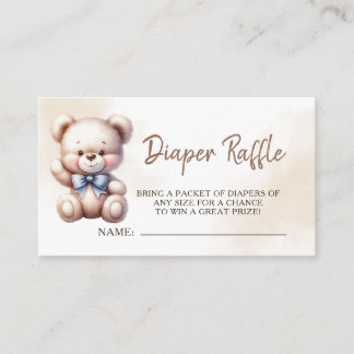 Teddy Bear Baby shower Waterverf Luier Raffle Informatiekaartje