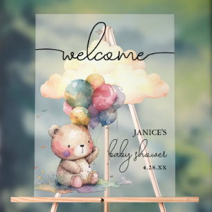 Teddy Bear Baby shower Welcome Acryl Bord