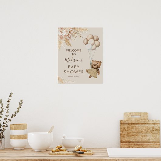 Teddy Bear Baby shower Welcome Poster (Keuken)