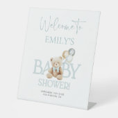 Teddy Bear Baby shower Welcome Reclamebord Met Voetstuk (Voorkant)