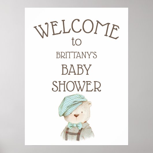  Teddy Bear Baby shower Welkomstteken Poster (Voorkant)