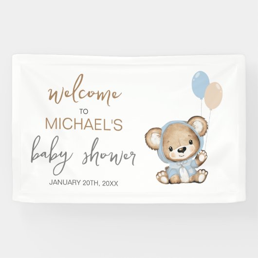 Teddy Bear Baby shower Welkomstteken Spandoek (Horizontaal)