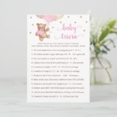 Teddy Bear Baby Trivia Baby shower Carte de jeu (Debout devant)