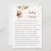 Teddy Bear Baby Trivia Baby shower Carte de jeu (Devant)