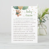 Teddy Bear Baby Trivia Baby shower Carte de jeu (Debout devant)