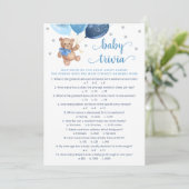 Teddy Bear Baby Trivia Baby shower Carte de jeu (Debout devant)