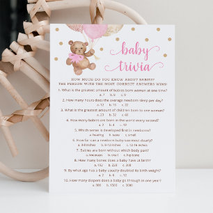 Teddy Bear Baby Trivia Baby shower Carte de jeu