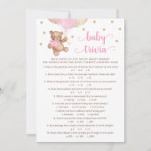 Teddy Bear Baby Trivia Baby shower Carte de jeu (Devant)