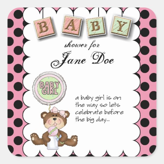 Teddy Bear Baby Vierkante Sticker (Voorkant)