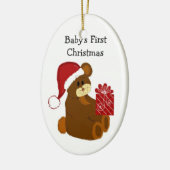 Teddy Bear Baby's eerste Kerstmis Keramisch Ornament (Links)