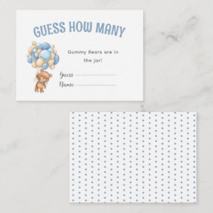 Teddy Bear ballon Baby shower spel Informatiekaartje