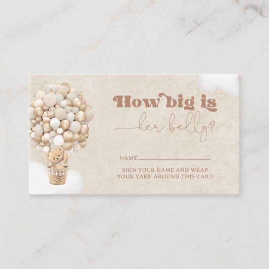 Teddy Bear Ballon Hoe groot is mama's buik Informatiekaartje (Voorkant)