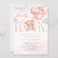 Teddy Bear Ballon Pink Barly Wake Baby shower