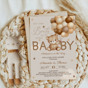 Teddy Bear ballonnen Barly Wait Boho Baby shower Kaart