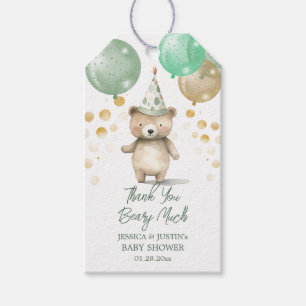 Teddy Bear Ballonnen Groen Goud Baby shower Cadeaulabel