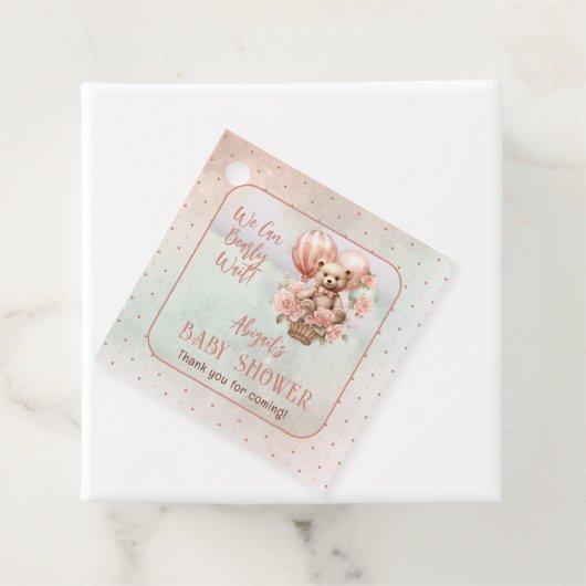 Teddy Bear Ballonnen Meisje Barly Wachten Baby sho Bedankjes Labels (In situ)