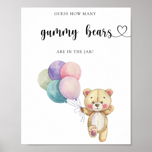 Teddy Bear ballonnen - raad hoeveel gummy beren Poster (Voorkant)